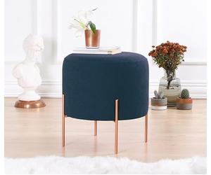 Atelier Del Sofa Pouf bohème, Bleu Marine, 42 cm de Hauteur x 40 cm de Profondeur, 50% Coton, 50% Lin, éponge orthopédique de 5 cm, Jambes en Fer revêtues de cuivre, élégant et Confortable pour la