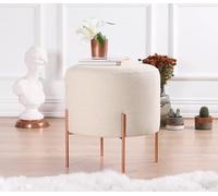 Atelier Del Sofa Pouf bohème, Couleur crème, 42 cm de Hauteur x 40 cm de Profondeur, 50% Coton, 50% Lin, éponge orthopédique de 5 cm, Jambes en Fer revêtues de cuivre, élégant et Fonctionnel pour la