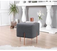 Atelier Del Sofa Pouf bohème, Gris foncé, 40 x 42 x 40 cm, 50% Coton, 50% Lin, éponge orthopédique de 5 cm, Jambes en Fer revêtues de cuivre, élégant et Fonctionnel pour la Maison et l'hôtel