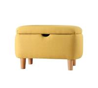 Atelier Del Sofa Pouf de Style scandinave - Jaune - 61 x 40 x 37 cm - 50% Coton et 50% Velours - Éponge orthopédique de 6 cm - Jambes en Bois - Accent élégant et Confortable pour Les espaces