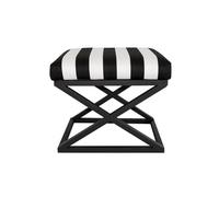 Atelier Del Sofa Pouf élégant avec Cadre en métal, 50 x 42 x 40 cm, Tissu 100% Polyester, Gris avec éléments Noirs et Blancs, Parfait pour Les espaces de Vie Modernes