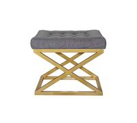 Atelier Del Sofa Pouf élégant avec Cadre en métal, Largeur 50 cm, Hauteur 42 cm, Profondeur 40 cm, Velours Polyester Gris Luxueux et détails dorés, Parfait pour Les espaces de Vie Modernes
