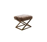 Atelier Del Sofa Pouf élégant avec Cadre en métal, Tissu en Peluche, 50 cm l x 42 cm H x 40 cm D | Design élégant Marron et doré | Parfait pour Le Salon et la Chambre à Coucher