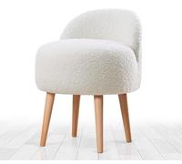 Atelier Del Sofa Pouf élégant en 100% Fausse Fourrure, Blanc, 46 x 64 x 46 cm - Jambes en Bois et éponge orthopédique DNS - Parfait pour la décoration bohème et scandinave