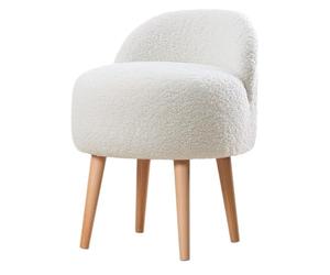 Atelier Del Sofa Pouf élégant en 100% Fausse Fourrure, Blanc, 46 x 64 x 46 cm - Jambes en Bois et éponge orthopédique DNS - Parfait pour la décoration bohème et scandinave
