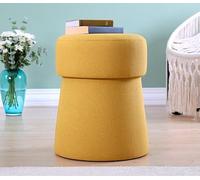 Atelier Del Sofa Pouf Moutarde élégant - 50 cm de Hauteur x 40 cm de Profondeur - 50% Coton et 50% Lin - Éponge orthopédique de 6 cm - Jambes cachées revêtues de PVC - Design bohème