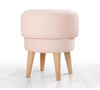 Atelier Del Sofa Pouf Rose élégant, Hauteur 51 cm, diamètre 47 cm, 100% Lin, éponge orthopédique de 6 cm, Jambes Beechwood | Parfait pour Les Salons Modernes et Les Chambres à Coucher