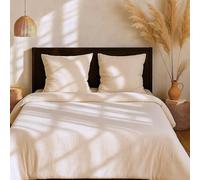 atelier du coton Parure de lit 220x240 cm Gaze de Microfibre Ecru Naturel