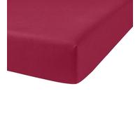 Atelier du Linge Drap Housse 2 Personnes 140x190 cm Bonnet 35 cm Oli Uni Cerise - 100% Coton