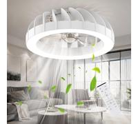 Ateroll Ventilateur de Plafond avec Lumière, 46CM RGB Lustre Ventilateur de Plafond avec Télécommande, 6 Vitesses 3000K-6500K Dimmable Quiet LED, Timer et Mémoire, pour la Chambre