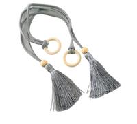 ATEUXOL Crochets De Rideaux TresséS BohèMes Embrasses de Rideaux à Anneaux en Bois, 2 pièces, Style Boho, Attaches Rideau Corde Coton réglables avec Glands, tissées la Main, Accent élégant(Blue)
