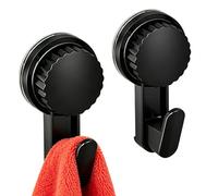 ATEWEITA Crochet Ventouse Sans Perçage Extra Fort 10kg (Black + Black) | Crochet Serviette Salle de Bain, Ventouse avec Crochet Réutilisable, Douche Cuisine Camping Car Suction Cup Hoooks
