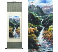 AtfArt Peinture Sur Rouleau De Soie - Décoration Murale Asiatique - Paysage Quatre Saisons - Art Chinois D'automne (91,9 X 30,5 Cm)