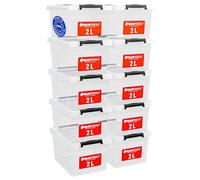 ATHLON TOOLS 10X Boîte de Rangement Plastique 2L Couvercle Clips Empilable | Boîte Plastique Alimentaire Transparente, Lot de 10 : sans BPA, hermétique anti-poussière, cuisine, bureau et atelier