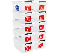 ATHLON TOOLS 10X Boîte de Rangement Plastique 5L Couvercle Clips Empilable | Boîte Plastique Alimentaire Transparente, Lot de 10 : sans BPA, quasi hermétique anti-poussière, cuisine, bureau et atelier