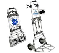 ATHLON TOOLS Diable Pliant Robuste Charge Lourde Max 150kg | Pour déménagement et manutention intensive : 2 cordons extensibles inclus, poignée télescopique de 115 cm, pliable et compact