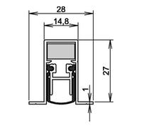Athmer Joint à abaissement Schall-Ex® DUO L-15/28 OS n°1-404 déclenchement des 2 côtés L 833 mm Alu teinte argent Quantité:1
