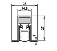 Athmer Joint à abaissement Schall-Ex® DUO L-15/28 OS n°1-404, déclenchement des 2 côtés L 958 mm Alu teinte argent Quantité:1