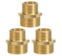 Atisite Mamelon Double Réduction en Laiton 1/2 à 3/4 Pouce, Raccord Réducteur avec Hexagone, Filetage Extérieur des Deux Côtés 1/2 x 3/4 Pouce, Raccords en Laiton Adapté à L'eau Potable(Lot de 3)