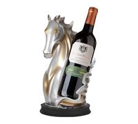 ATIVLB Pferd Étagère à vin 17 x 30 cm Porte-bouteille décoratif Support de vin Statue de cheval Présentoir pour ranger bouteilles de vin, verres à vin (argenté + doré)