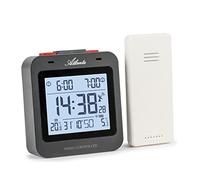 Atlanta 1888-7 Réveil Radio-piloté avec éclairage LCD et 2 alarmes Noir