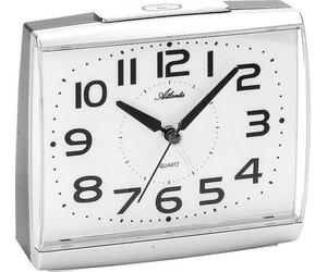 Atlanta 1919/19 Réveil quartz analogique argenté silencieux sans tic-tac avec lumière snooze