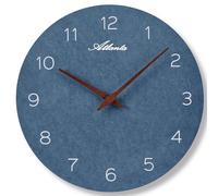 Atlanta 4521/5 Horloge murale moderne en bois MDF à quartz ronde 30 cm Aiguilles en bois Bleu