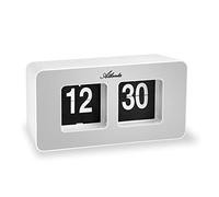 Atlanta Horloge de table moderne à quartz avec affichage rétro rabattable - 4464/19 (blanc/argent)