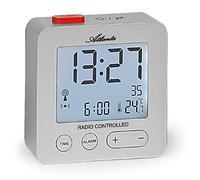 Atlanta Réveil Radio-piloté Éclairage Numérique LCD Température Utilisation Simple Argent - 1882-19