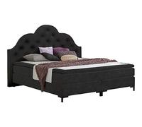 Atlantic Home Collection Caro Luxe Lit à Sommier Tapissier, 140 x 200 cm, avec Surmatelas (Niveau de Fermeté H2), Noir Nuit