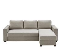 Atlantic Home Collection Dublin Canapé d'angle Convertible, avec Ressorts et Fonction Lit, Tissu, Gris Chaud, 150 x 234 x 89 cm