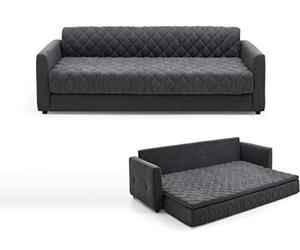 Atlantic Home Collection Kelly Canapé Convertible, avec Ressorts Ensachés et Surmatelas Pratique, 226 x 86 x 78 cm (l x P x H), Gris Foncé