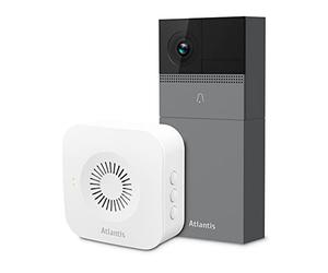 ATLANTIS Interphone vidéo sans Fil DB910 Extérieur Caméra 2 MP Full HD Capteur PIR Compatible Google Home/Nest et Amazon Alexa Echo Show IR LED Slot Micro-SD Carillon de Porte APP de Gestion, Gris
