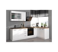 ATLAS Cuisine complete d'angle 8 éléments (reversible droit / gauche) - Décor blanc - L270 cm - Plan de travail non inclus