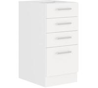 ATLAS Meuble bas 4 tiroirs - Décor blanc - L40 x P52x H82 - Plan de travail non inclus