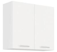 ATLAS Meuble haut 2 portes battantes - Décor blanc - L80 x P31 x H72