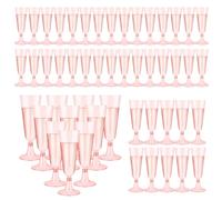Atliberswo 50 flutes champagne plastique rose 150ml pour fêtes | Hauteur 16cm, plastique sans BPA, réutilisables, légères et résistantes aux chocs, pour mariages et événements