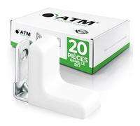 ATM Équerre d’angle avec Cache Blanc - Connecteur de Meuble en Acier Galvanisé 90°, Renfort pour Armoire, Étagère, Table, Chaise, Lit - Lot de 20