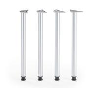 ATM Lot de 4 Pieds de Table 110cm Pieds de Bar Réglables en Hauteur Métal Pieds de Meubles Ø 60mm pour Comptoir Mange-Debout Table de Bistrot Support Rond - Chrome Mat/Argent