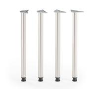ATM Lot de 4 Pieds de Table 110cm Pieds de Bar Réglables en Hauteur Métal Pieds de Meubles Ø 60mm pour Comptoir Mange-Debout Table de Bistrot Support Rond - Satin