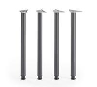 ATM Lot de 4 Pieds de Table 110cm Pieds de Bar Réglables en Hauteur Métal Pieds de Meubles Ø 60mm pour Comptoir Mange-Debout Table de Bistrot Support Rond - Noir