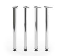 ATM Lot de 4 Pieds de Table 110cm Pieds de Bar Réglables en Hauteur Métal Pieds de Meubles Ø 60mm pour Comptoir Mange-Debout Table de Bistrot Support Rond - Chrome Brillant