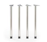 ATM Lot de 4 Pieds de Table 110cm Pieds de Bar Réglables en Hauteur Métal Pieds de Meubles Ø 60mm pour Comptoir Mange-Debout Table de Bistrot Support Rond - Nickel Brossé