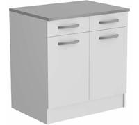 Atma Meuble bas cuisine 2 portes 2 tiroirs - Blanc