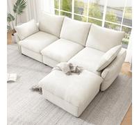 ATMKGX 222.5cm Canapé d’Angle, Canape Dangle Convertible en L, canapé modulable, canapé 3 Places avec Tabouret Flexible, 2 Coussins, pour Chambres à Coucher, Tissu Chenille