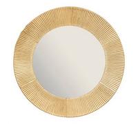 Atmosphera - Miroir Mural Rond Milda Doré, Diamètre 90 cm, Cadre en Métal Strié - Décoration Style Art Déco pour Entrée, Salon, Chambre