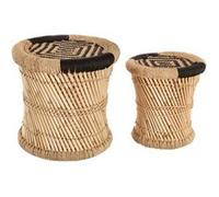 Atmosphera - 2 Tables gigognes en bambou Nomade - Noir - Nomade Beige G