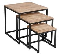 Atmosphera – 3 tables basses gigognes Edena – 50/40/30 cm – noir et beige (Beige G)