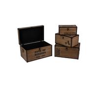 Atmosphera - 4 Malles vintages design bois Factory - Marron - Factory