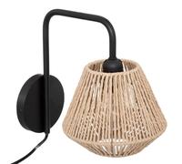 Atmosphera Applique murale Jily Métal noir et papier tressé L 28 x H 26 cm Style bohème